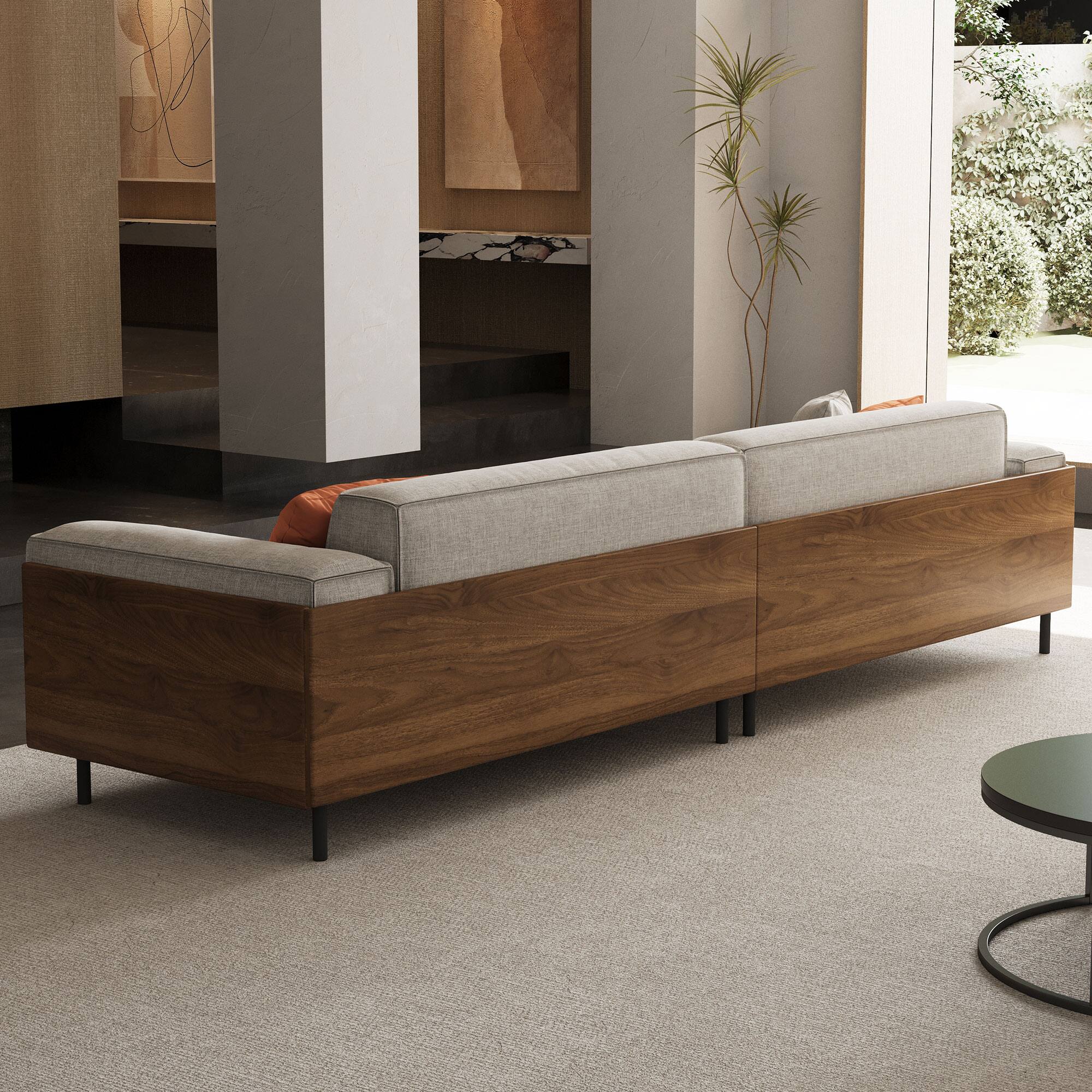 Alt View 10. luck idea - 111.81" Cotton-Linen Sofa with Cushions and Washable Seat Covers Couch - Gray.