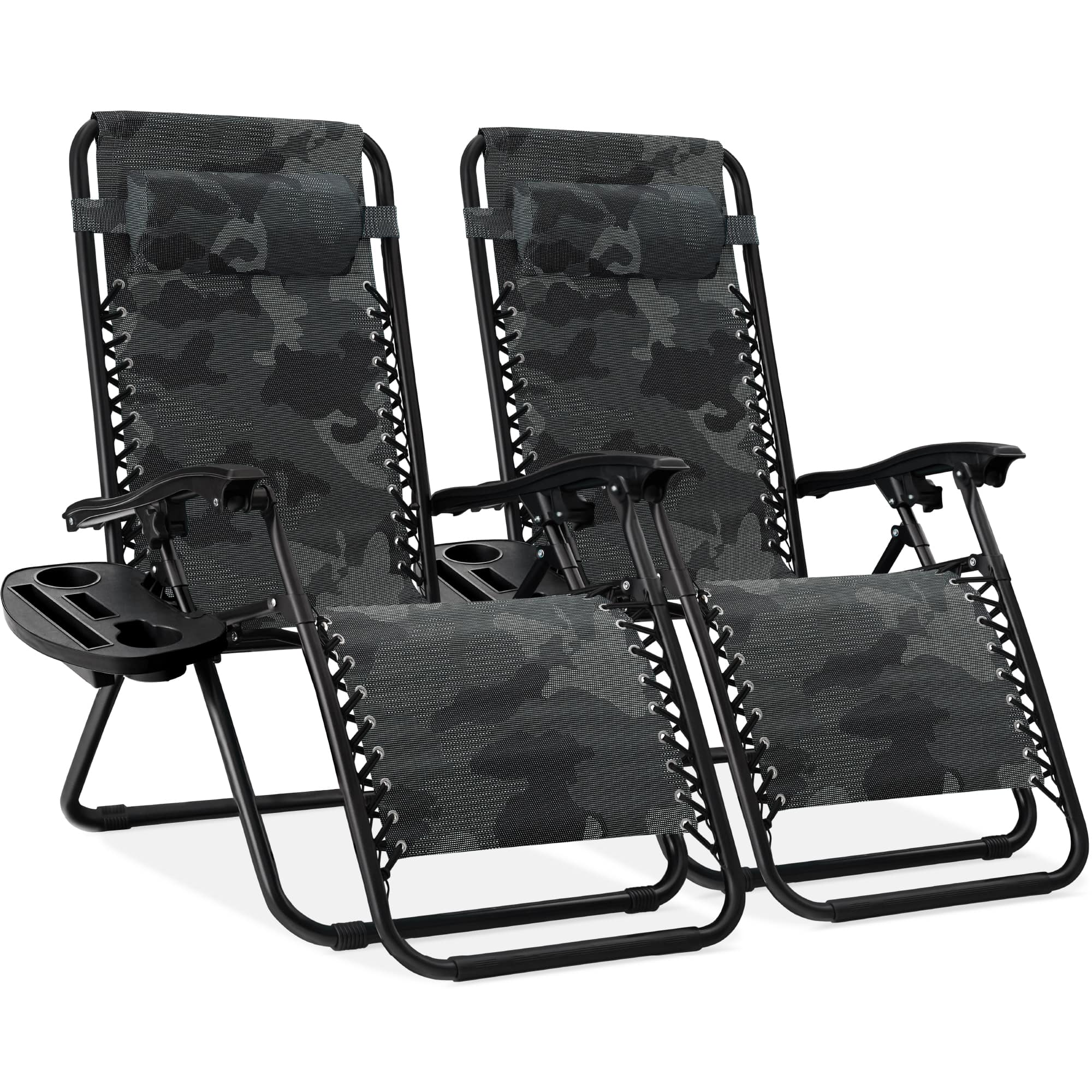 Best Choice Products - Set of 2 Zero Gravity Lounge Chair Recliners for Patio, Pool w/ Cup Holder Tray - Camouflage