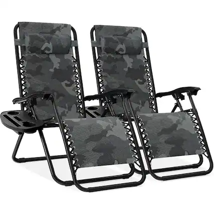 Front. Best Choice Products - Best Choice Products Set of 2 Zero Gravity Lounge Chair Recliners for Patio, Pool w/ Cup Holder Tray - Camouflage - Camouflage.