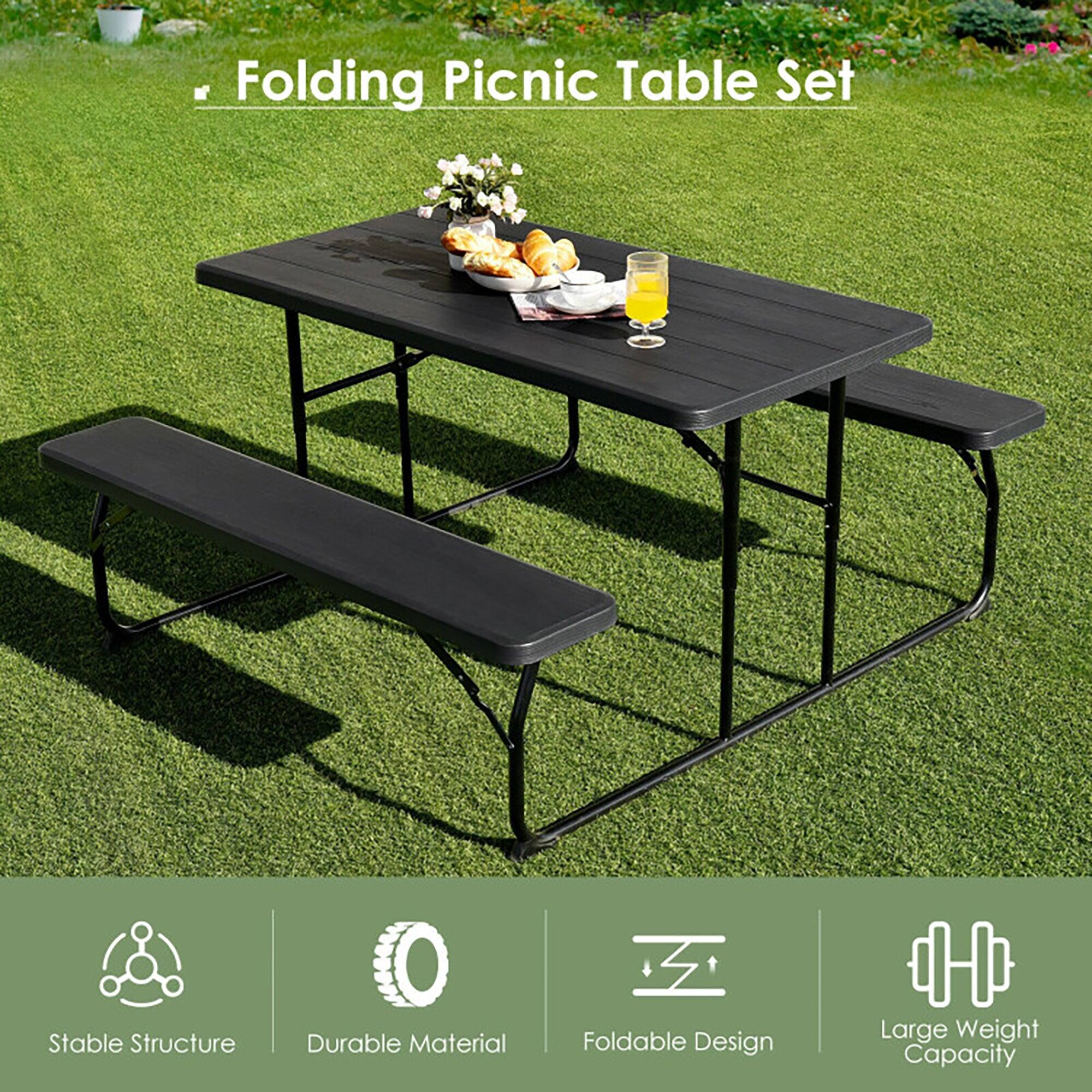 Folding Picnic Table Set

- Stable Structure
- Durable Material
- Foldable Design
- Large Weight Capacity