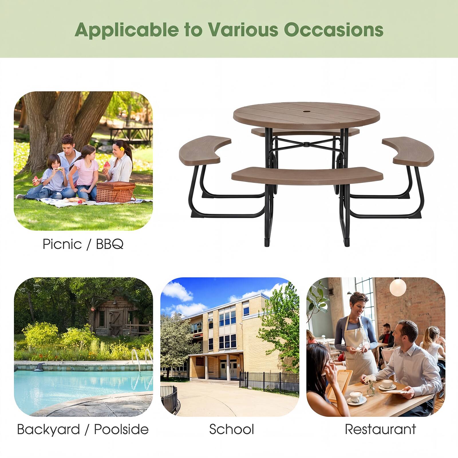 Applicable to Various Occasions

- Picnic / BBQ
- Backyard / Poolside
- School
- Restaurant
