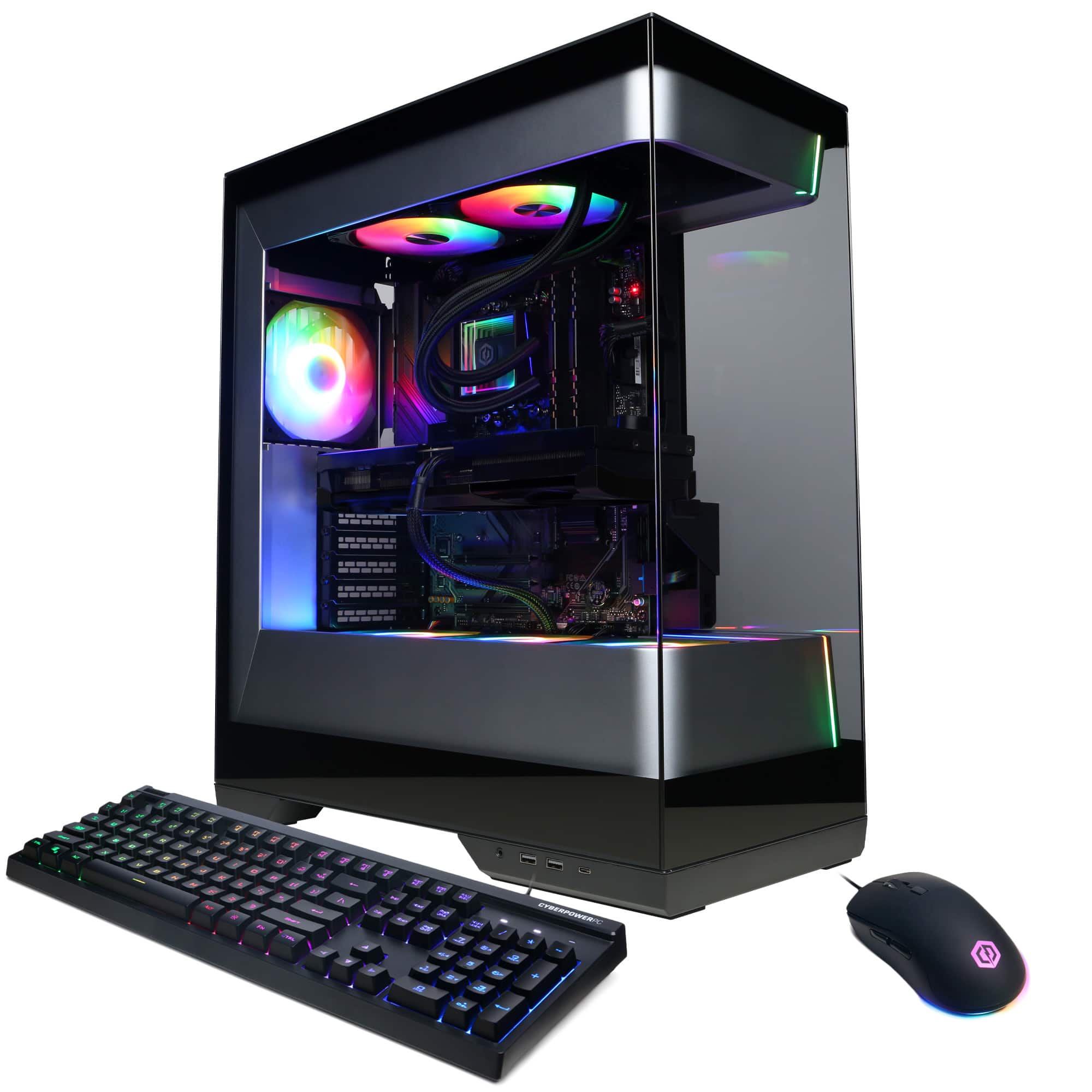 CyberPowerPC - Gaming Desktop - AMD Ryzen 7 7800X3D - NVIDIA GeForce RTX 5070 Ti 16GB - 32GB DDR5 - 2TB PCIe 4.0 SSD - Black - Front_Zoom