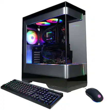 Front. CyberPowerPC - Gaming Desktop - AMD Ryzen 7 7800X3D - NVIDIA GeForce RTX 5070 Ti 16GB - 32GB DDR5 - 2TB PCIe 4.0 SSD - Black.