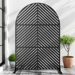 PexFix - 72 in. x 47 in. Parallel Pattern Metal Outdoor Privacy Screen & Panels, Freestanding Garden Divider Fence - Black