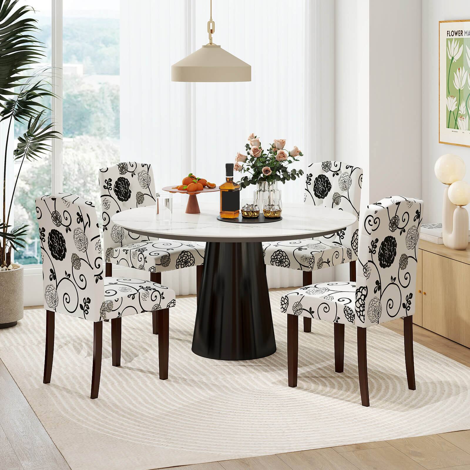 Alt View 4. Costway - Costway Wooden Dining Chair Set of 4 with Rubber Wood Legs Padded Seat S Springs, Kitchen - Beige.
