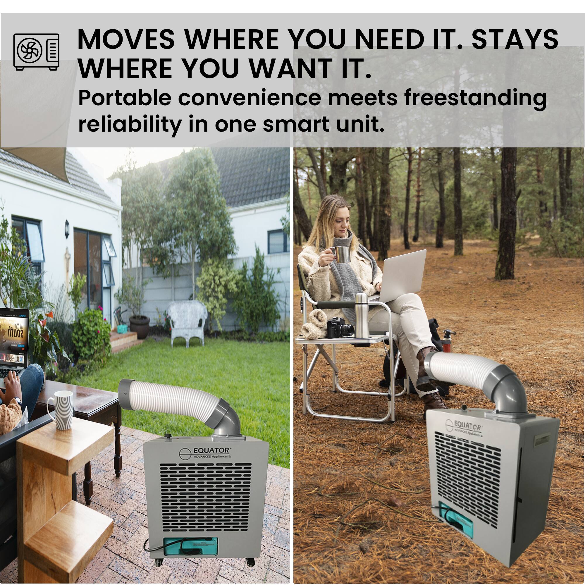 MOVES WHERE YOU NEED IT. STAYS WHERE YOU WANT IT.  
Portable convenience meets freestanding reliability in one smart unit.