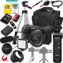 Bundle - a6700 Mirrorless Camera with 16-50mm f/3.5-5.6 II Lens + Sony GP-VPT3 Wireless Shooting Grip + 128 GB + More - Black