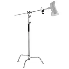 Front. Neewer - Heavy-Duty Stainless Steel C-Stand Kit - with Boom Arm & Grip Heads for Studio Lighting - Black.