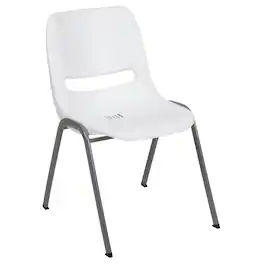 Emma + Oliver - Ergonomic Shell Student Stack Chair - Classroom Chair / Office Guest Chair - White