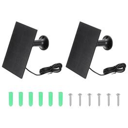 Unique Bargains - 2pcs Solar Panel for Ring Camera, 3W 6V USB Solar Panel Charger with 6ft Type-C Port Cable 360°Adjustable Wall Mount - Black