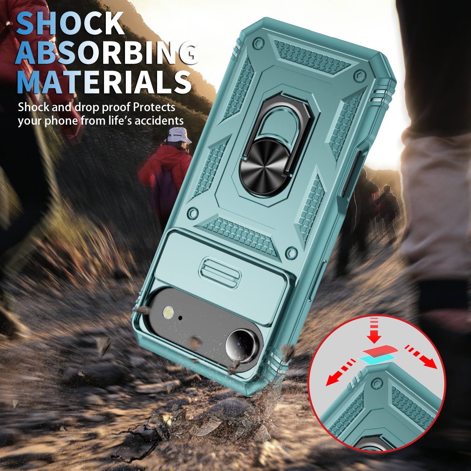SHOCK ABSORBING MATERIALS  
Shock and drop proof  
Protects your phone from life's accidents