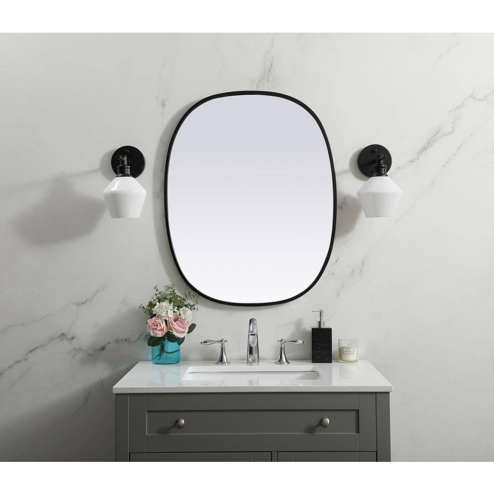 Elegant Decor - Metal Frame Oval Mirror 24x30 Inch - Black