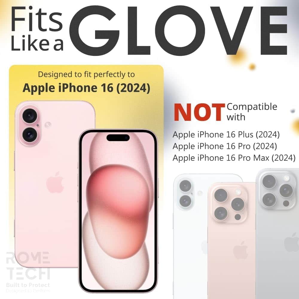 RomeTech - Rome Tech Defender Case for iPhone 16 + Glass - Black & Blue