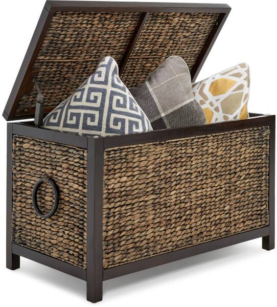 Back. Click Decor - ClickDecor Wilson Storage Trunk, Rustic Black Wicker - Charcoal.