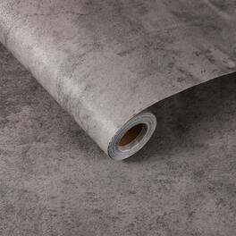 Unique Bargains - 31.5x197 Concrete Wallpaper, Cement Contact Paper, Vinyl Stained Matte Crackle Textured Adhesive for Kitchen & Bathroom - Crackle Dark Grey