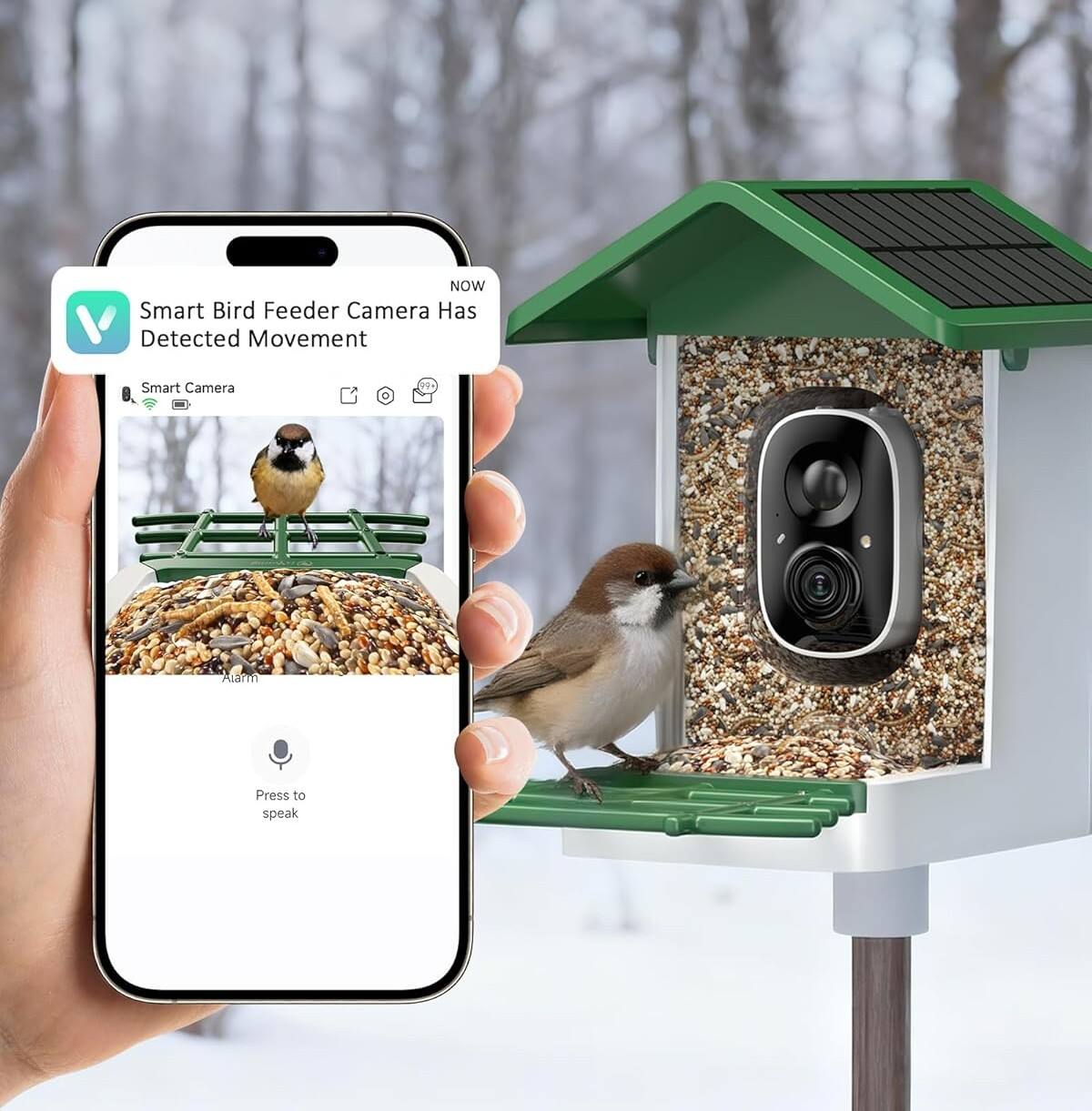 Smart Bird Feeder Camera Has Detected Movement  
Smart Camera  
Press to speak