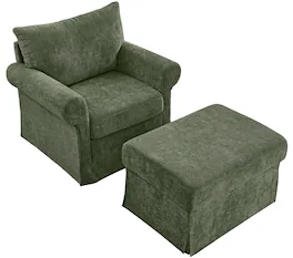 Forest'nSky - 37.5" Accent Chair Stylish Single Sofa Chair with Ottoman for Living Room - Green