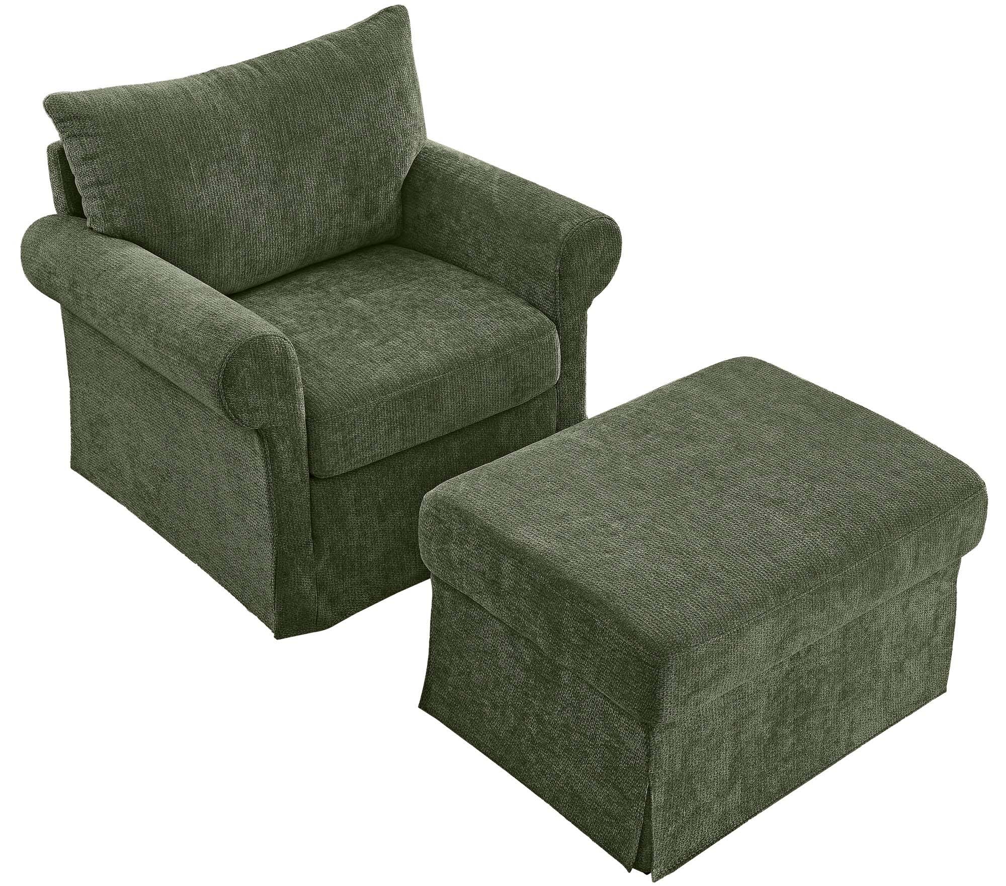 Front. Forest'nSky - 37.5" Accent Chair Stylish Single Sofa Chair with Ottoman  for Living Room,Green - Green.