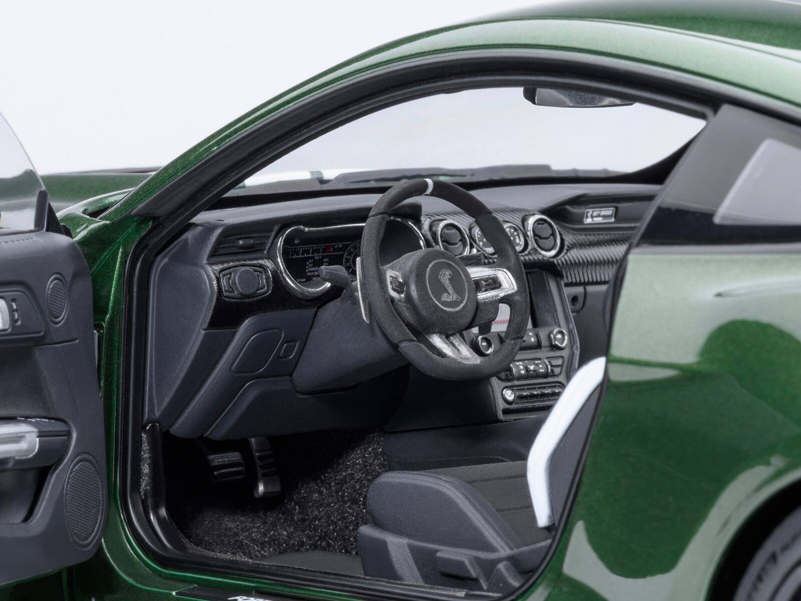 Alt View 3. Autoart - Ford Mustang Shelby GT500 Eruption Green Metallic with White Stripes 1/18 Model Car by Autoart.