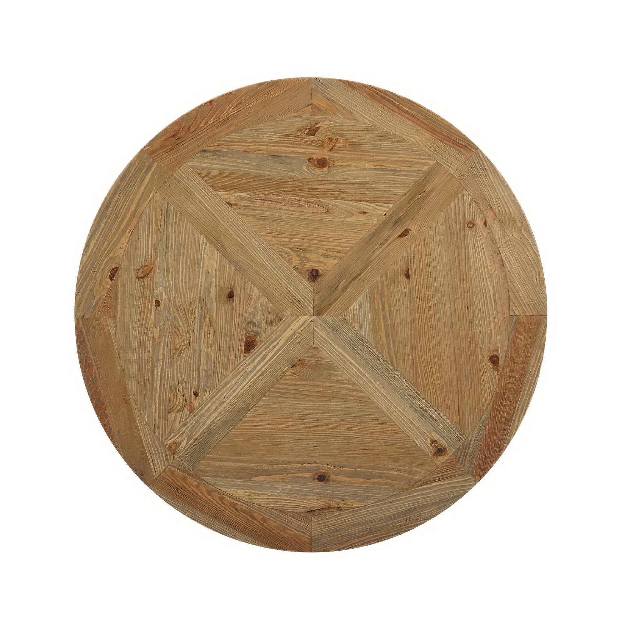Angle. Modway - Column 47" Round Pine Wood Dining Table - Brown.