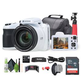 Kodak - PIXPRO AZ425 20MP Digital Vlogging Camera +32GB Memory Card + More - White