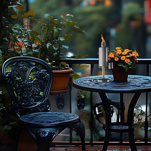 Alt View 4. Pure Garden - 10.5in Stainless Steel Refillable Citronella Torch Canister.