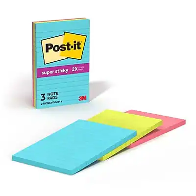 Post-it
super sticky 2X
3 NOTE PADS
270 Total Sheets
3M