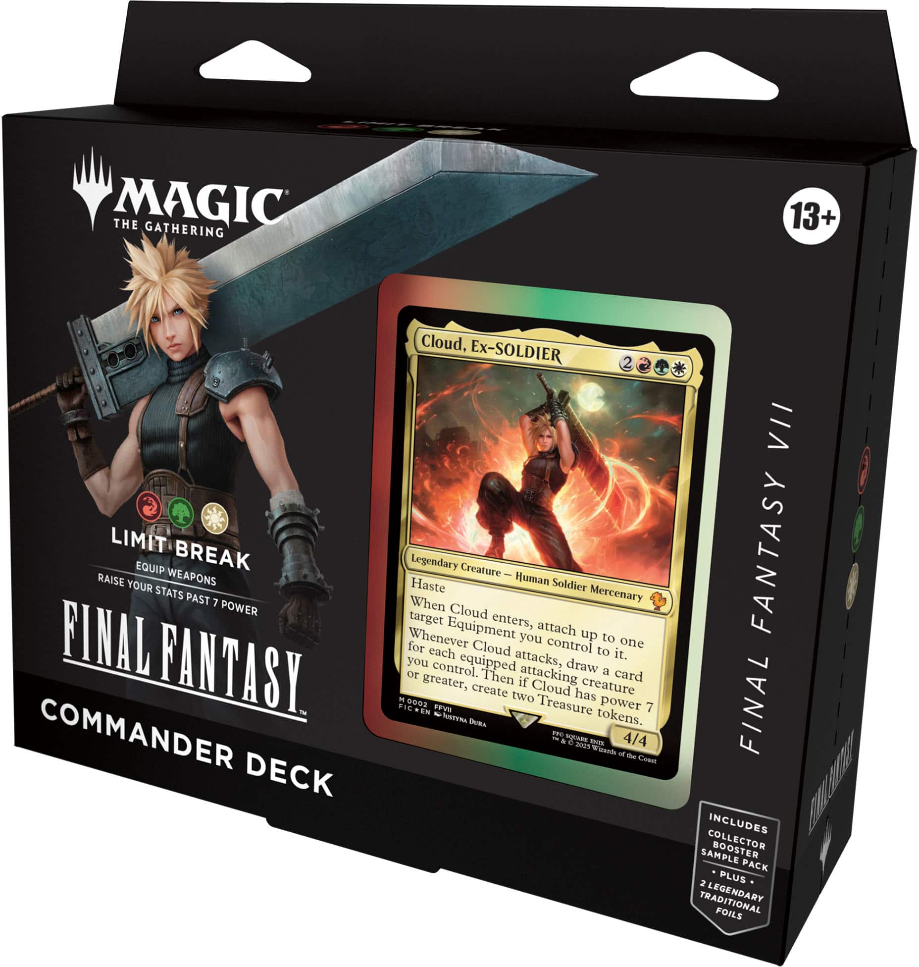 Magic the Gathering 13+ 2 Limited Equip Break Deck - Final Fantasy VII Commander Deck - Cloud, Ex-SOLDIER - 13+ Cards - Includes Collector Booster Sample Pack and Traditional Legendary Foils.