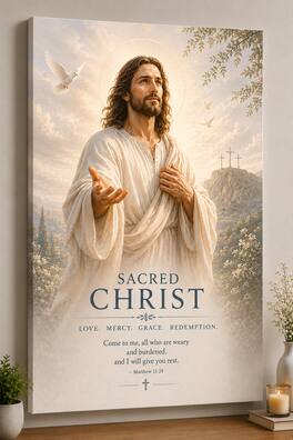 FC Design - Large Sacred Christ Canvas Print 24x36" Divine Mercy Christian Peaceful Art Painting Home Wall Decor - MultiColor
