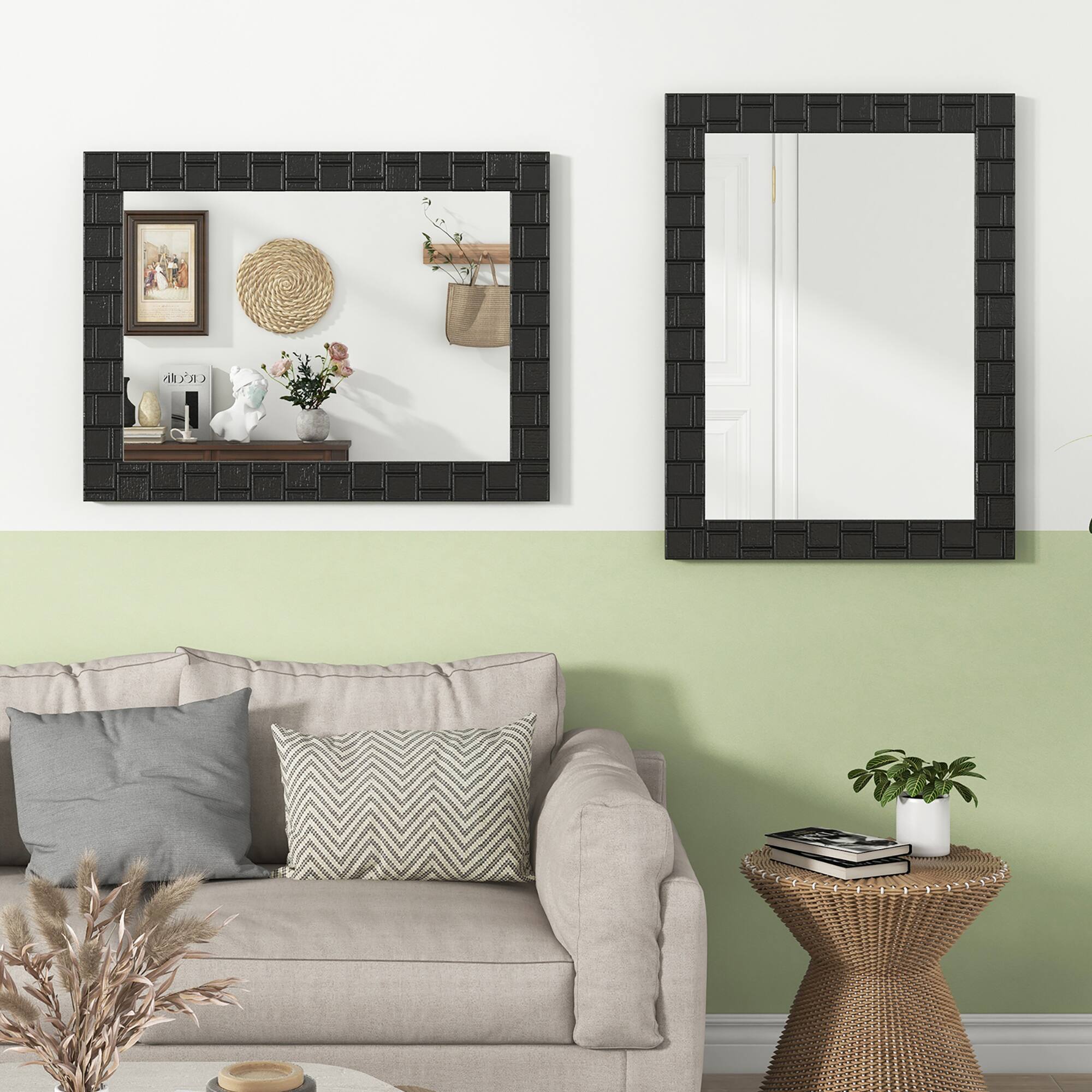 Alt View 1. Gymax - Gymax 32'' x 24''Wood Framed Wall Mirror w/Solid Wood Frame Vertical Horizontal Hanging - Black.