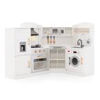 Front. Costway - Costway Corner Play Kitchen Toddler Kitchen Playset with Range Hood, Ice Maker, Microwave - White.