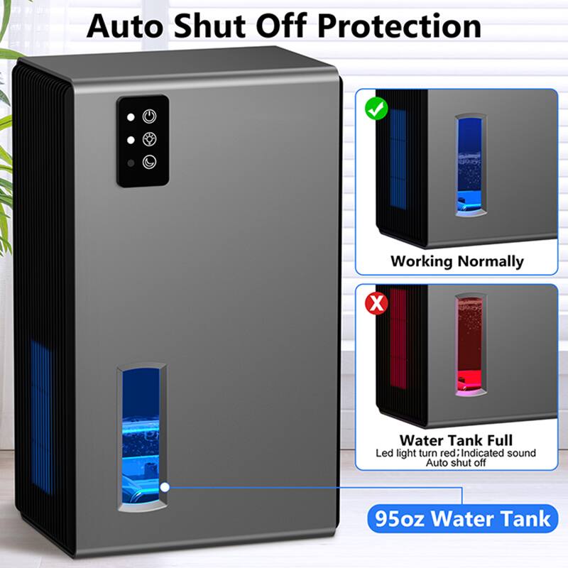 Auto Shut Off Protection

- Working Normally
- Water Tank Full
  - Led light turn red; Indicated sound
  - Auto shut off

95oz Water Tank