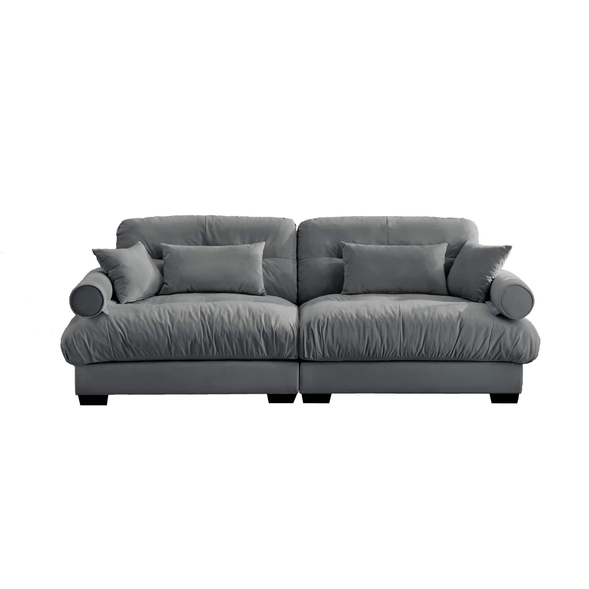 Trinkets Crazed - Velvet Loveseat Sofa,2 Seater Cloud Couch Small Couches for Small Spaces,Modern Deep Seat Couch,Oversized Loveseat - Gray