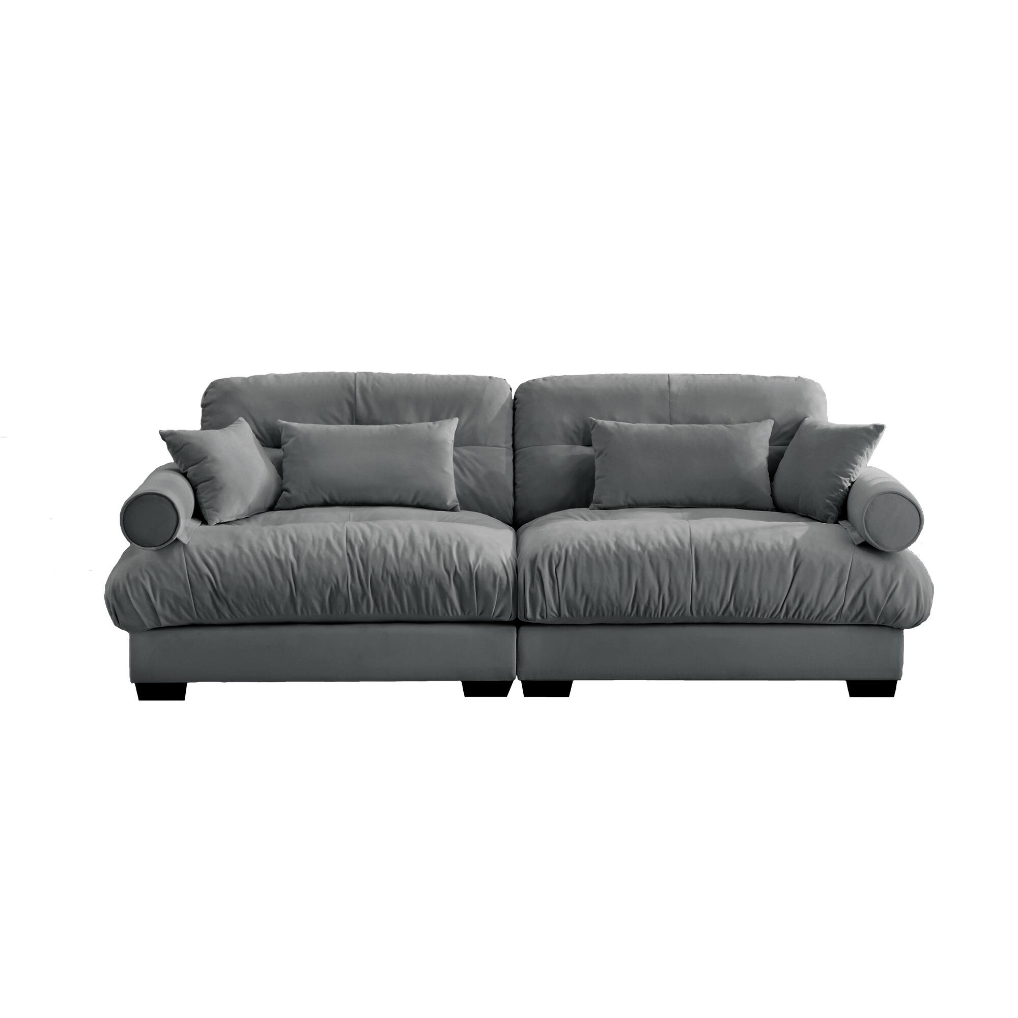 Front. Trinkets Crazed - Velvet Loveseat Sofa,2 Seater Cloud Couch Small Couches for Small Spaces,Modern Deep Seat Couch,Oversized Loveseat - Gray.