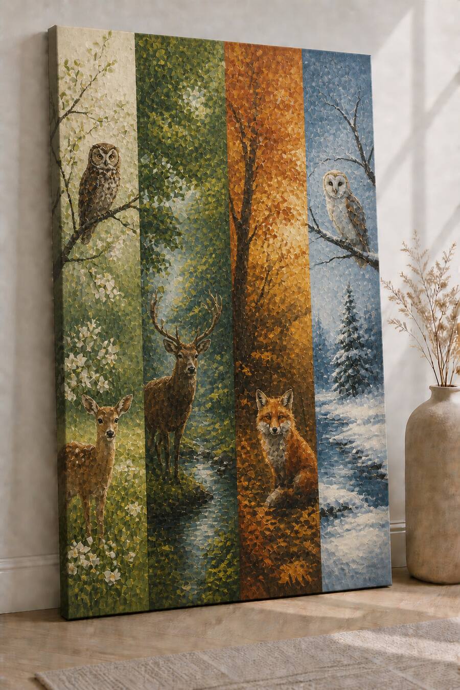 FC Design Large Ready to Hang 24x36" Wildlife Four Seasons Art Painting ...