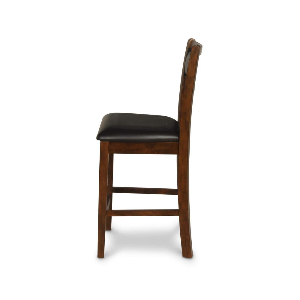 Back. New Classic Furniture - Gia Brown Wood Counter Chair with PU Seat (Set of 4) - Brown.