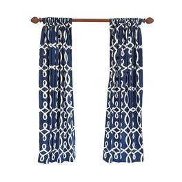 RLF Home - Oblique 100% Cotton Rod Pocket Window Curtain set of 2 Panels 100" x 84" - Navy