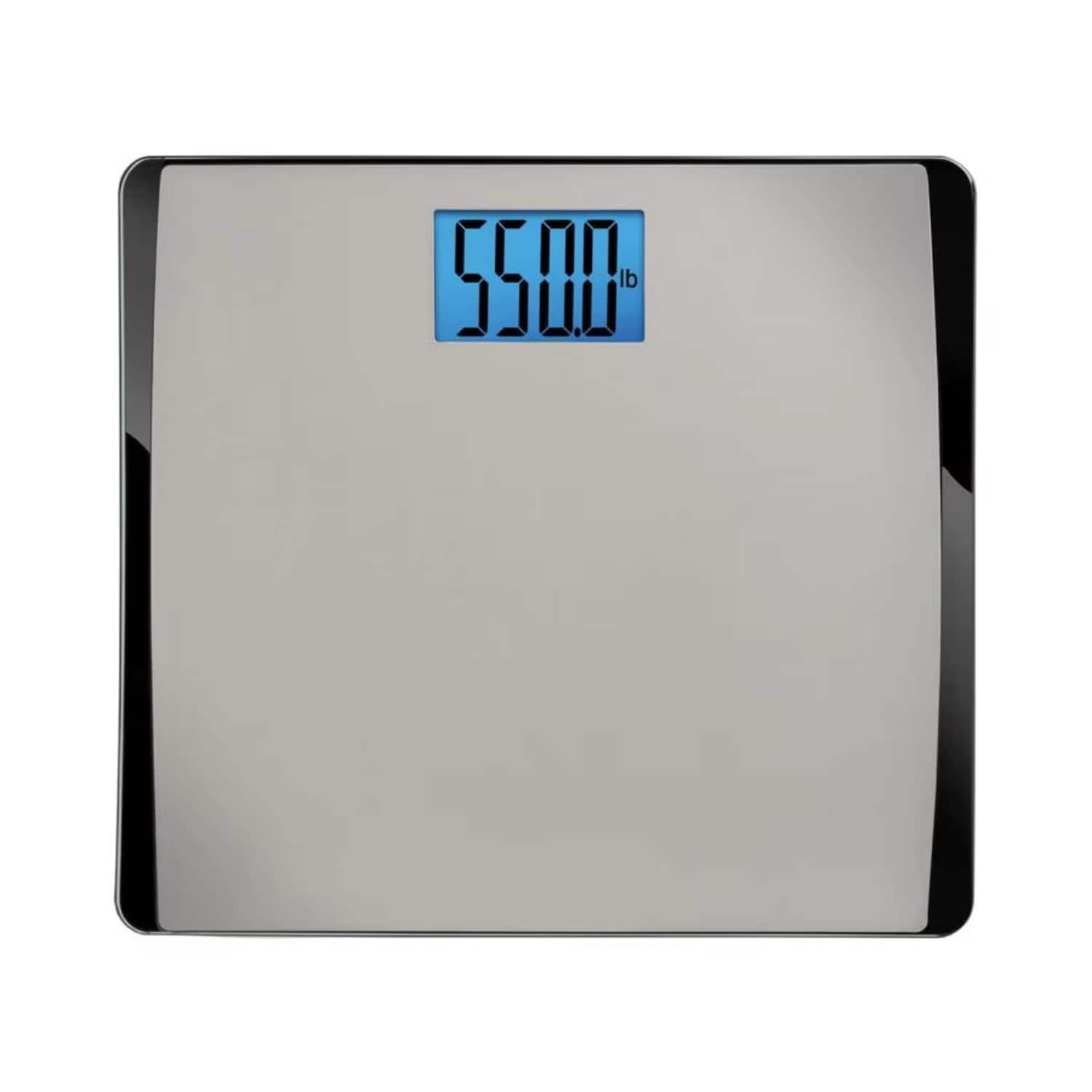 Luckbyte - 550Lb Digital Bathroom Scale,Extra Wide Platform,Backlit LCD - Silver