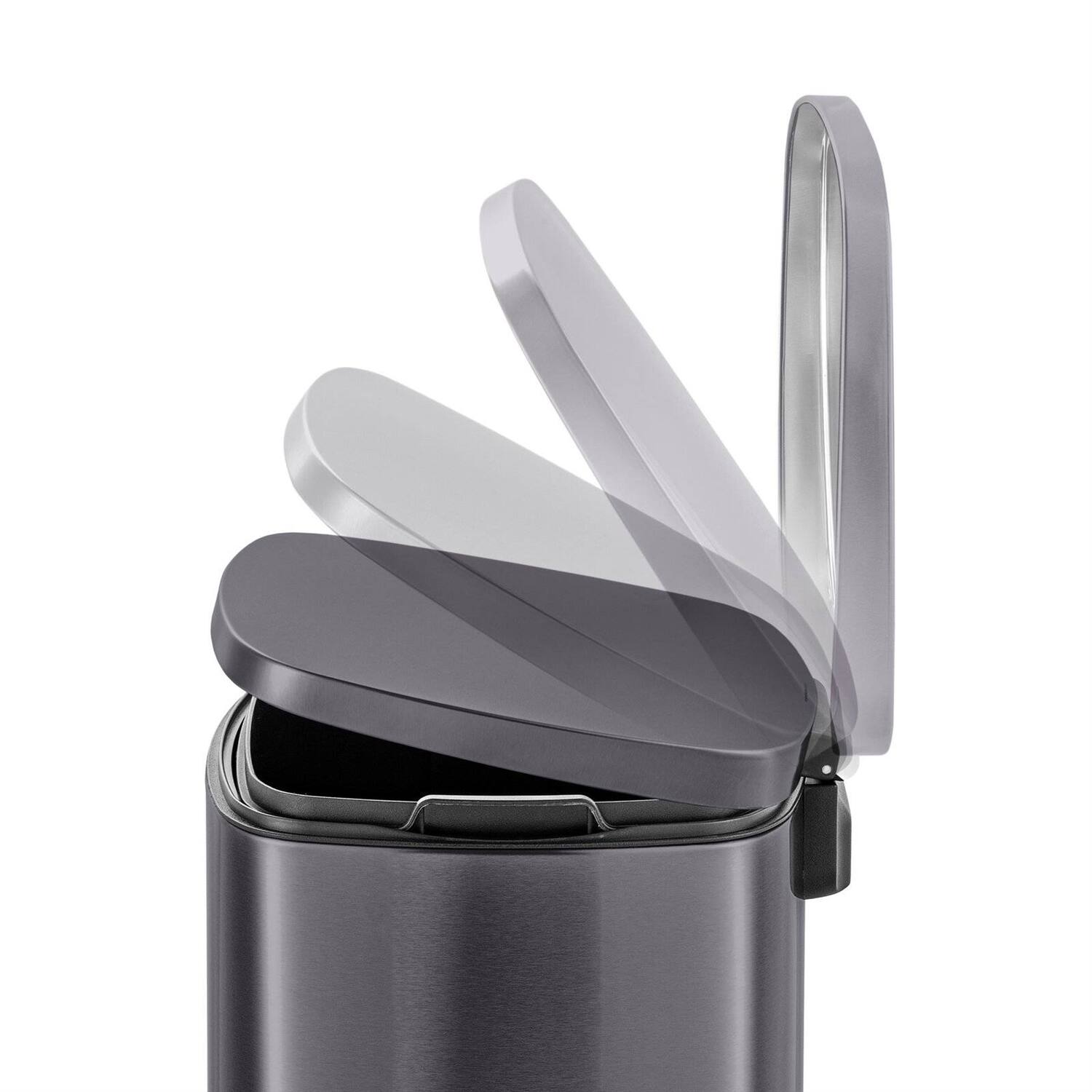 Alt View 1. Hivvago - 13 Gallon Black Stainless Steel Kitchen Trash Can with Step Open Lid - Black.