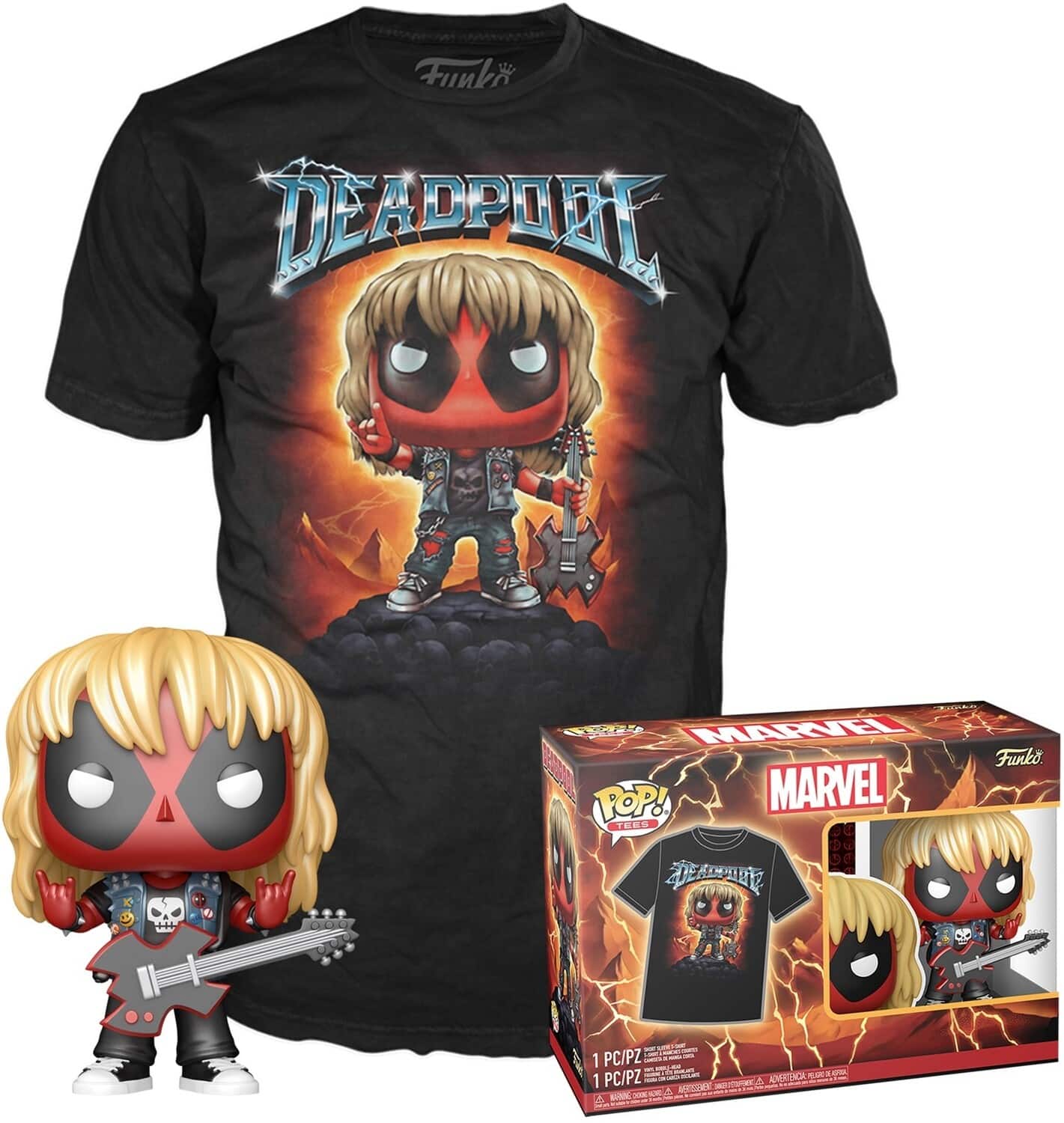 FUNKO POP! & Tee: Deadpool- Heavy Metal - L - APPAREL - Multicolor