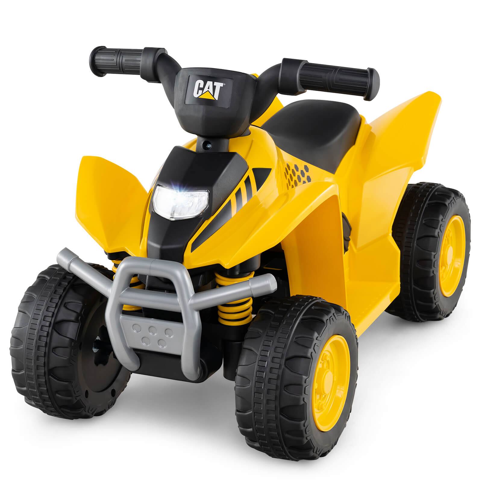 Front. Costway - Costway CAT Licensed 6V Kids Ride on ATV with LED Headlight Horn Treaded Tires - Yellow.