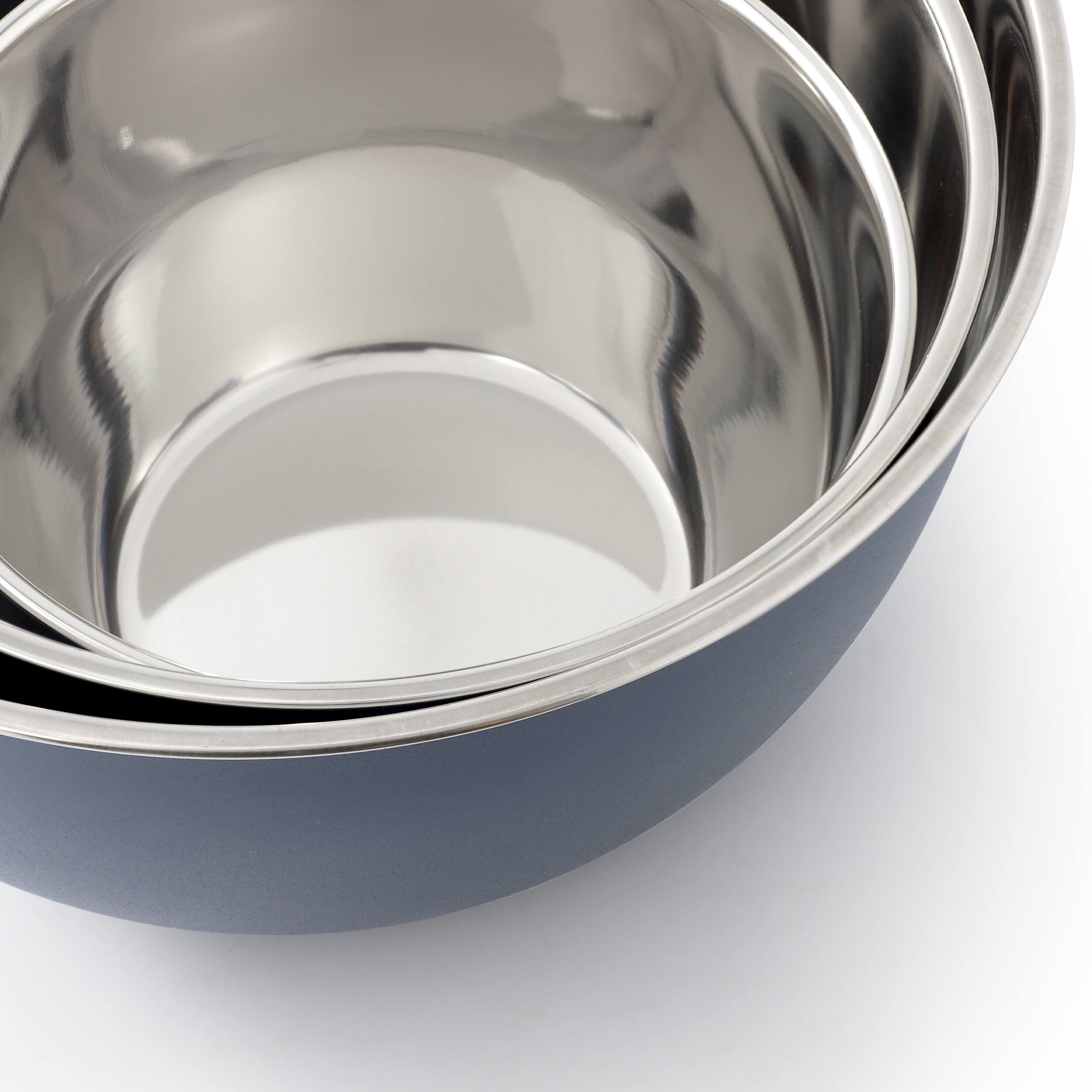 Alt View 2. Oster - Oster Foxgate 3 Piece Stainless Steel All Purpose Mixing Bowl Set in Matte Blue.