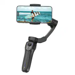 PRIMEPLUS - Gimbal Stabilizer - 3-Axis Foldable with Face/Obj AI Tracking, Video/Vlog - for Smartphone - Black