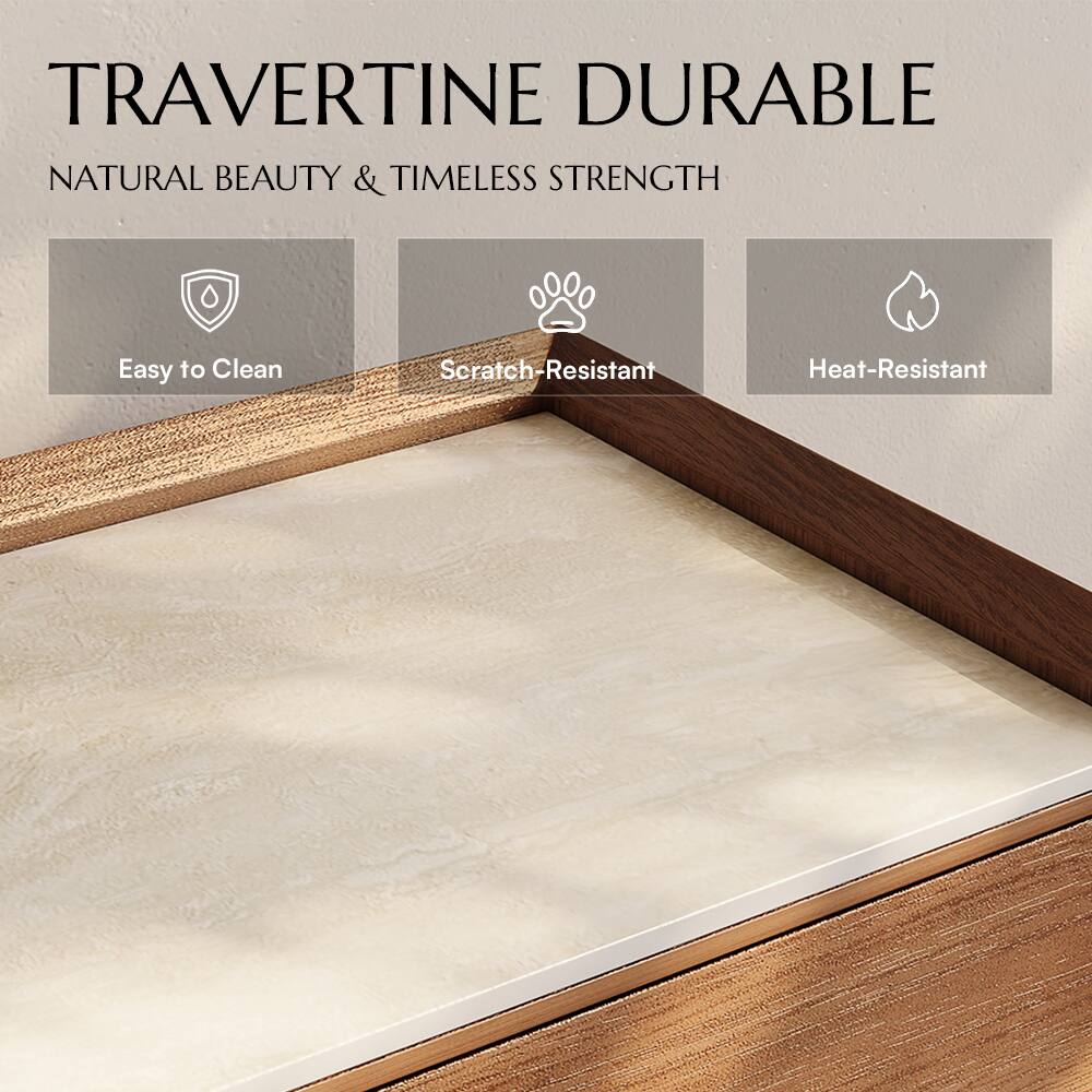 TRAVERTINE DURABLE  
NATURAL BEAUTY & TIMELESS STRENGTH  

- Easy to Clean  
- Scratch-Resistant  
- Heat-Resistant