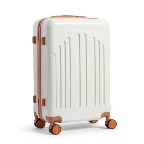 Alt View 1. Winado - 24" Checked Luggage Trolley Case ABS Hardside Medium Suitcase with Double Spinner Wheels & TSA Lock for Travel Business - White & Brown.
