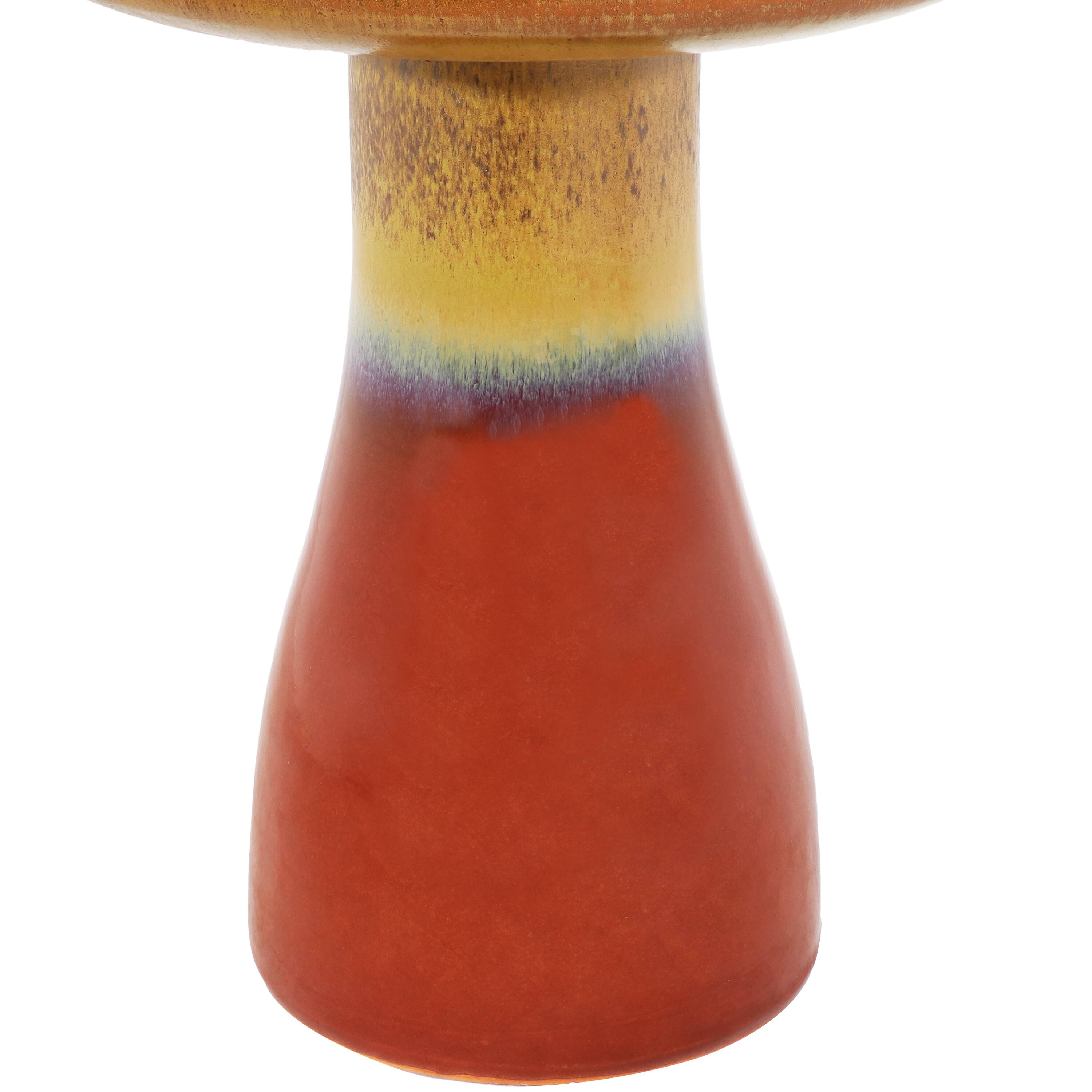 Alt View 8. Sunnydaze - Duo-Tone Glazed Ceramic Bird Bath - 20.5 in - Lemon Cognac.