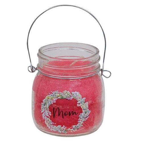 Front. BreeBe - Mom Wreath Jar Candle 6oz Strawberry Lemonade - Pink.