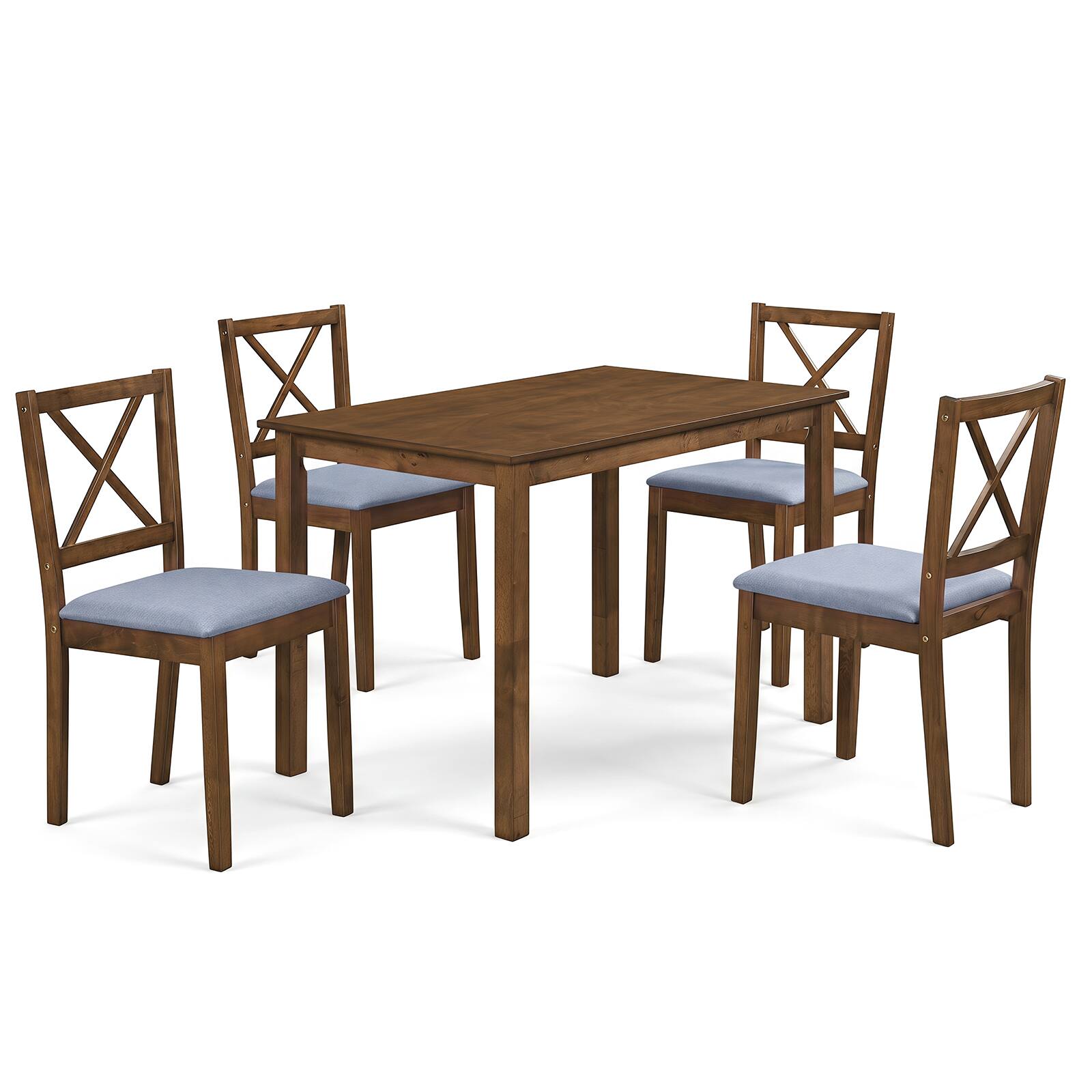 Alt View 9. Costway - Costway 5-Piece Dining Set with Rectangular Table & Upholstered Chairs, Space-Saving Design - Brown & Gray.