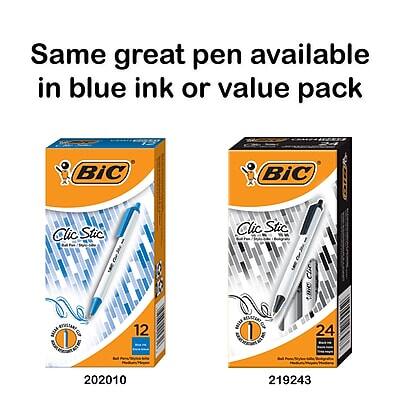 Same great pen available in blue ink or value pack

BIC Clic Stic
12 pens
202010

BIC Clic Stic
24 pens
219243