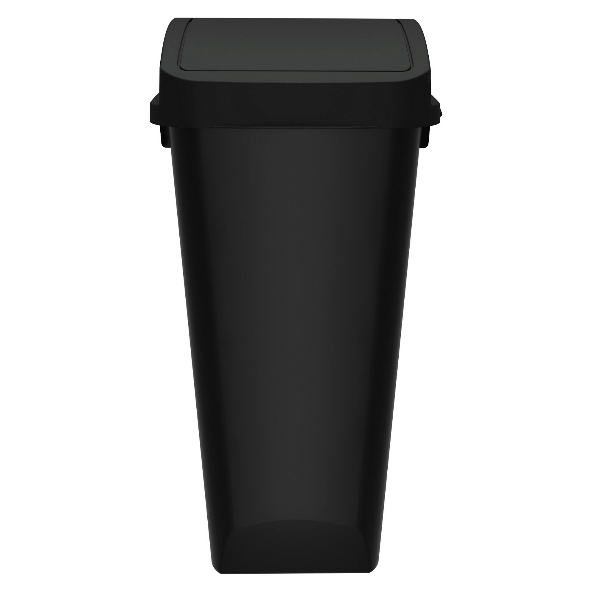 Front. Glad - Glad Link & Sort 12 Gallon Plastic Waste and Recycling Bin with Lid, Black - BLACK/BLACK LID.